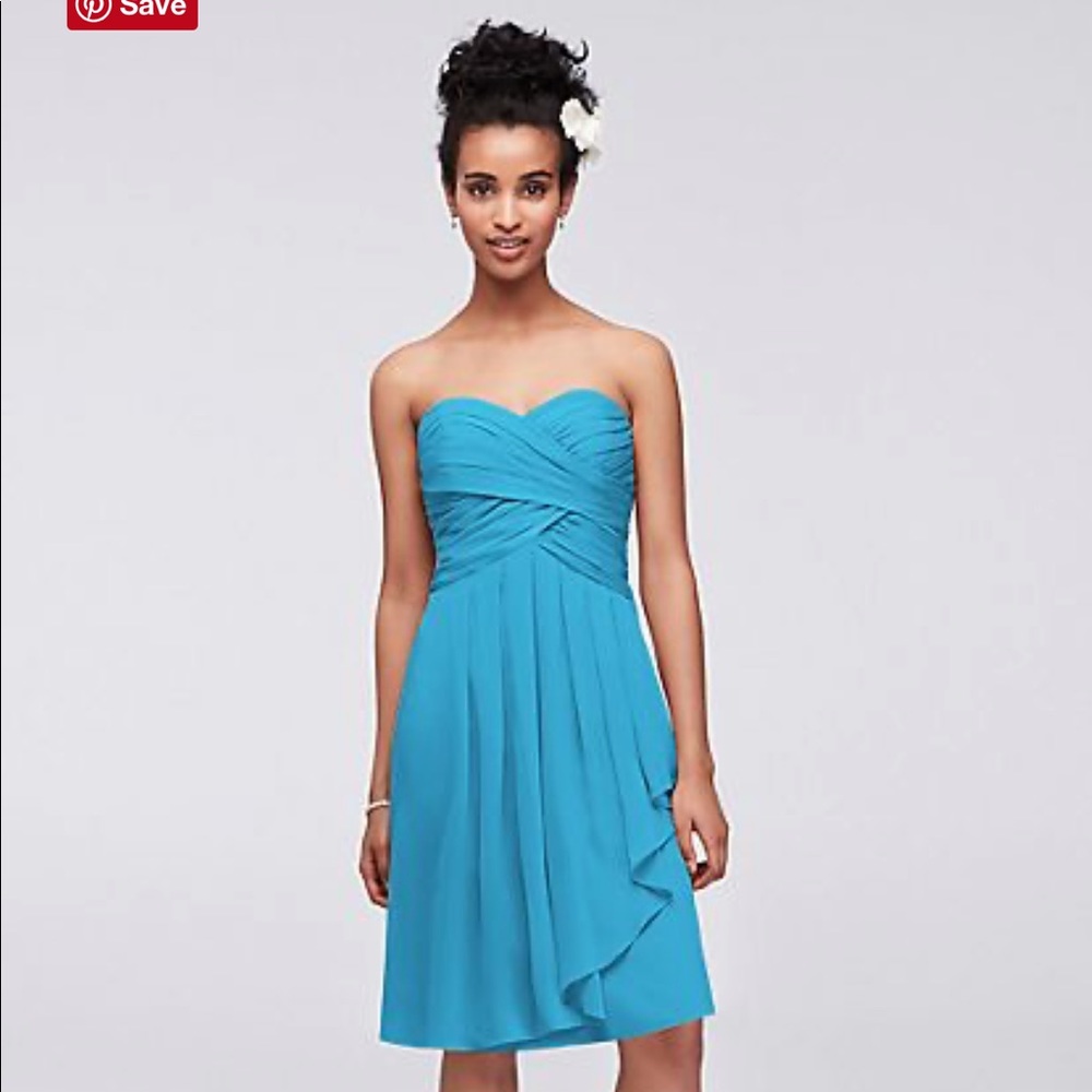 Short Crinkle Chiffon Dress with Front Cascade